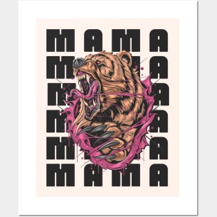 Mama Grizzly Bear Graphic Art Illustration Posters and Art